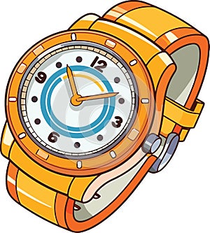 Cartoon style Classic Mens Wrist Watch Vector