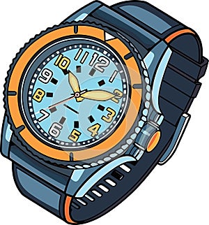 Cartoon style Classic Mens Wrist Watch Vector