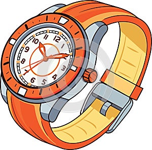 Cartoon style Classic Mens Wrist Watch Vector