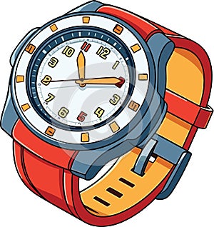 Cartoon style Classic Mens Wrist Watch Vector