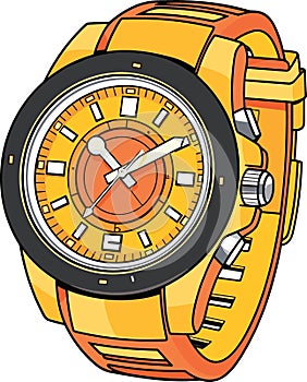 Cartoon style Classic Mens Wrist Watch Vector