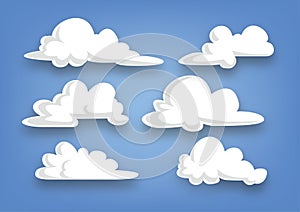 Cartoon style cloud collection, set of clouds - illustration