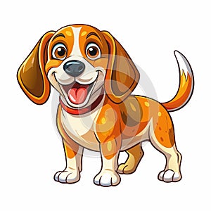 A Cartoon Style Curious Beagle Isolated on a White Background
