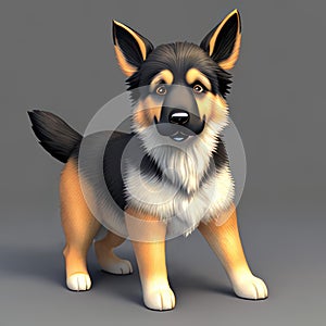 Cartoon style cute German Shepherd puppy