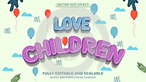 cartoon style and cute text effect, fun, happy kids theme editable