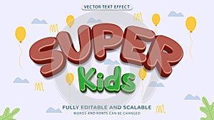 cartoon style and cute text effect, fun, happy kids theme editable