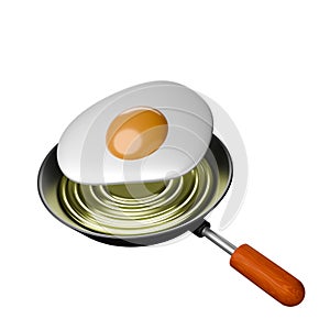 Cartoon style Egg frying pan 3D.
