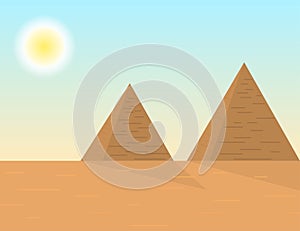 Cartoon style egyptians pyramids landscape