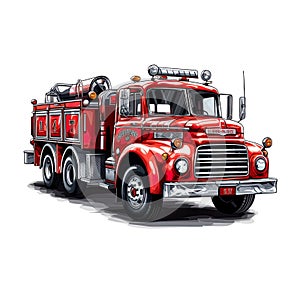 cartoon-style firetruck, an essential emergency vehicle used by firefighters.