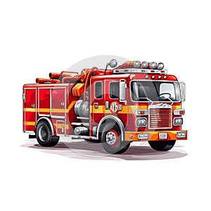 cartoon-style firetruck, an essential emergency vehicle used by firefighters.