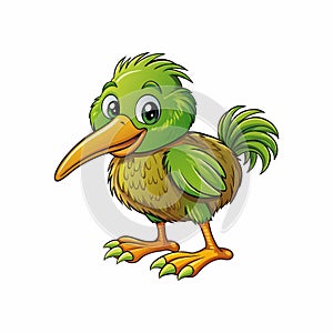 A Cartoon Style Green Kiwi Bird. Best for Story Book and T-Shirt Design