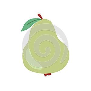 Cartoon style green pear. Vector illustration