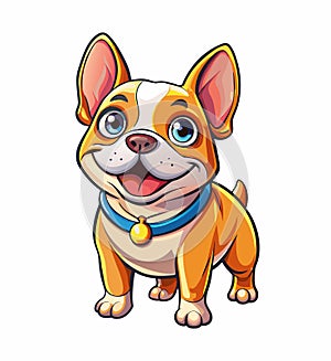 A Cartoon Style Happy French Bulldog Isolated on a White Background