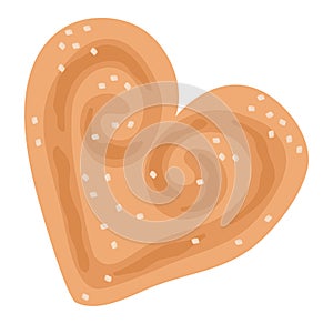 Cartoon style heart shape cookie icing swirls. Valentines day sweet treat vector