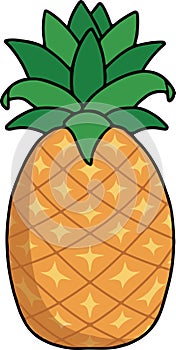 Fresh whole pineapple fruit with crown