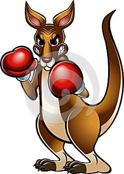 Cartoon style kangaroo wearing boxing gloves