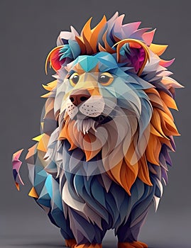 Cartoon style lion, colorful 3d illustration photo