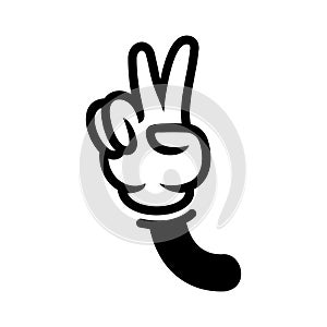 Cartoon style peace hand, Hand gesture V sign for victory or peace hand gesture symbol or icon