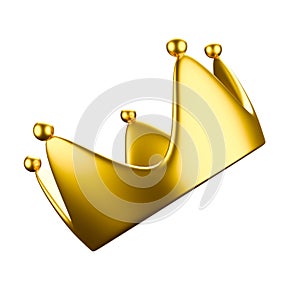Cartoon style Precious 5-pointed gold crown 3D.