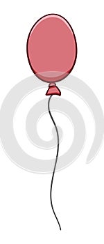 Cartoon style red balloon isolated illustration on white background