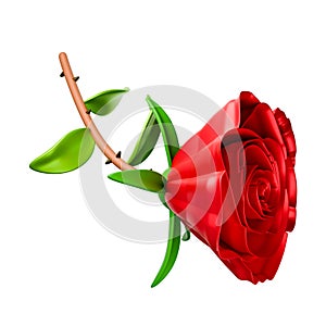 Cartoon style red roses blooming 3D.