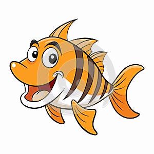 A Cartoon Style Smiling Tigerfish. Best for Story Book and T-Shirt Design
