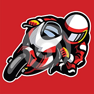 Cartoon style of sportbike race cornering