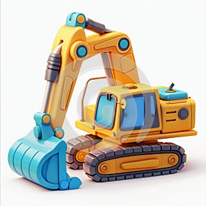 Cartoon Styled 3D Excavator Model. Generative ai