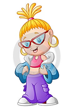 Cartoon stylish blonde girl