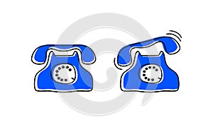 Cartoon stylized image of retro phone, vector