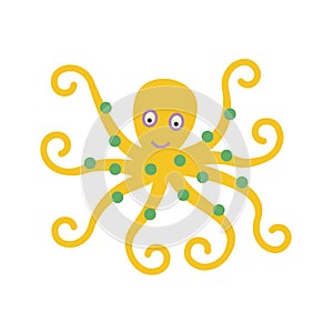 Cartoon stylized octopus with long tentacles