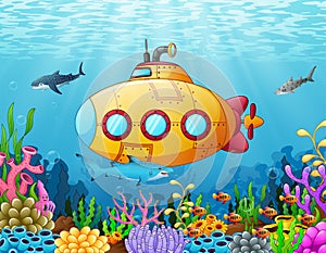 Cartoon submarine underwater photo