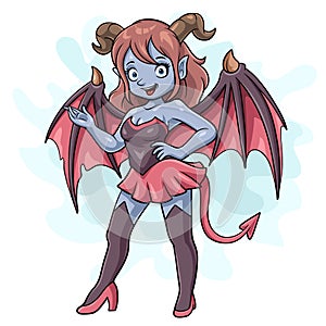 Cartoon Succubus on white background