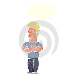 cartoon sulking man with speech bubble