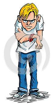 Cartoon sulky teenager wearing jeans and t shirt photo