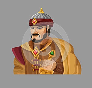 Cartoon Sultan in gold