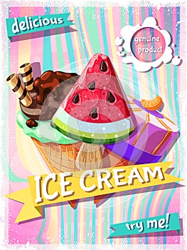 Cartoon Summer Food Promotional Poster