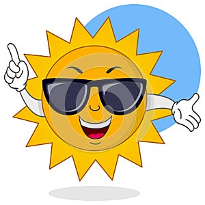 Cartoon Summer Sun with Sunglasses