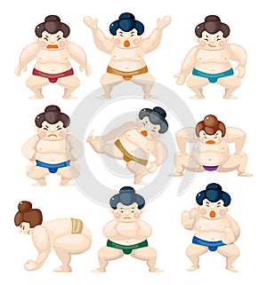 Cartoon Sumo wrestler icons