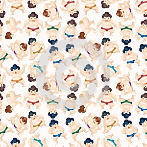 Cartoon Sumo wrestler seamless pattern