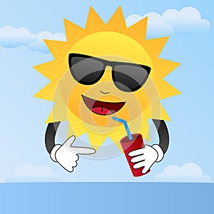 Cartoon Sun with Sunglasses