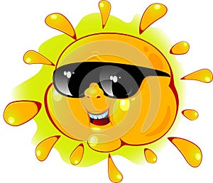 Cartoon sun in a sunglasses