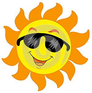 Cartoon Sun with sunglasses