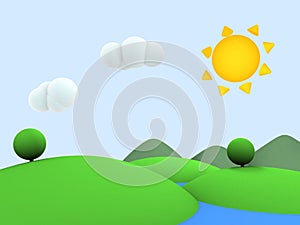 Cartoon sunny landscape