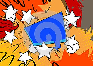 Cartoon super background, comic book backdrop. Retro vector comics pop art design