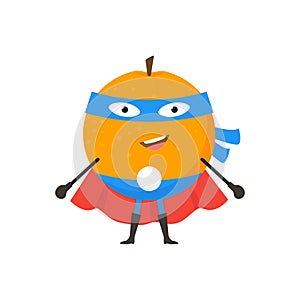 Cartoon Superhero Character Orange Flat Design. Vector