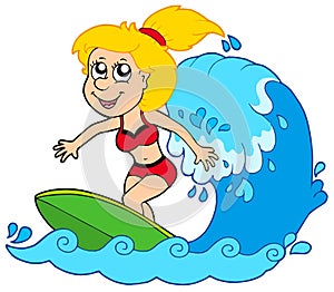 Cartoon surfer girl