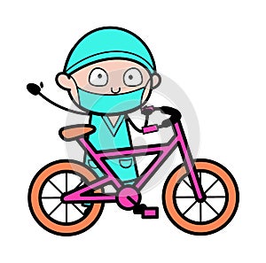 Cartoon Surgeon with Bicycle