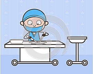 Cartoon Surgeon Doing Experiment in Medical Lab Vector Concept photo