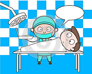 Cartoon Surgeon in Operation Theater with Patient Vector Concept photo